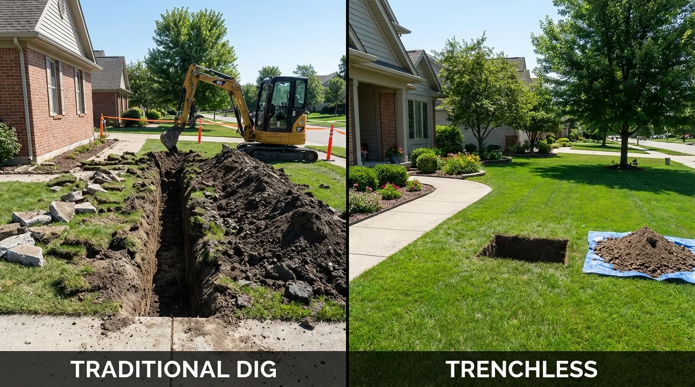 Trenchless sewer repair with minimal yard damage versus traditional excavation in Newberry, SC